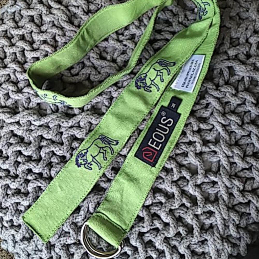 EOUS womens equestrian belt girls M green horses